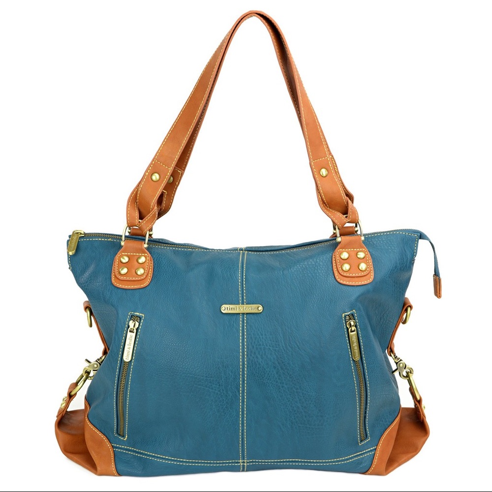 Timi & Leslie Diaper Bag Style Kate Teal & Saddle